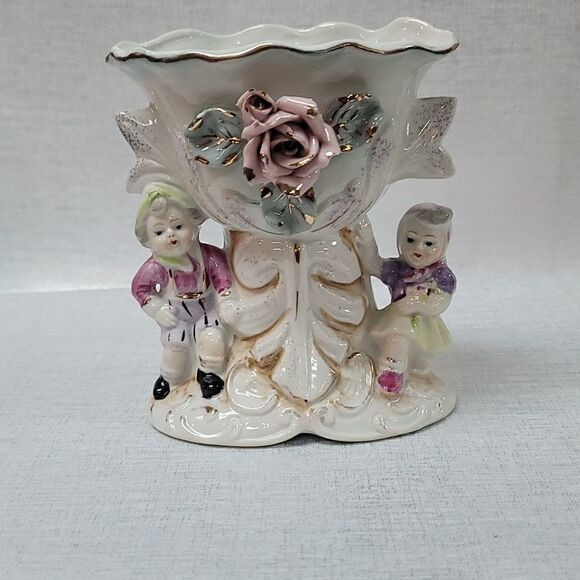 Antique Collectible Pico Design Boy/Girl Flower Vase - Picture 1 of 17